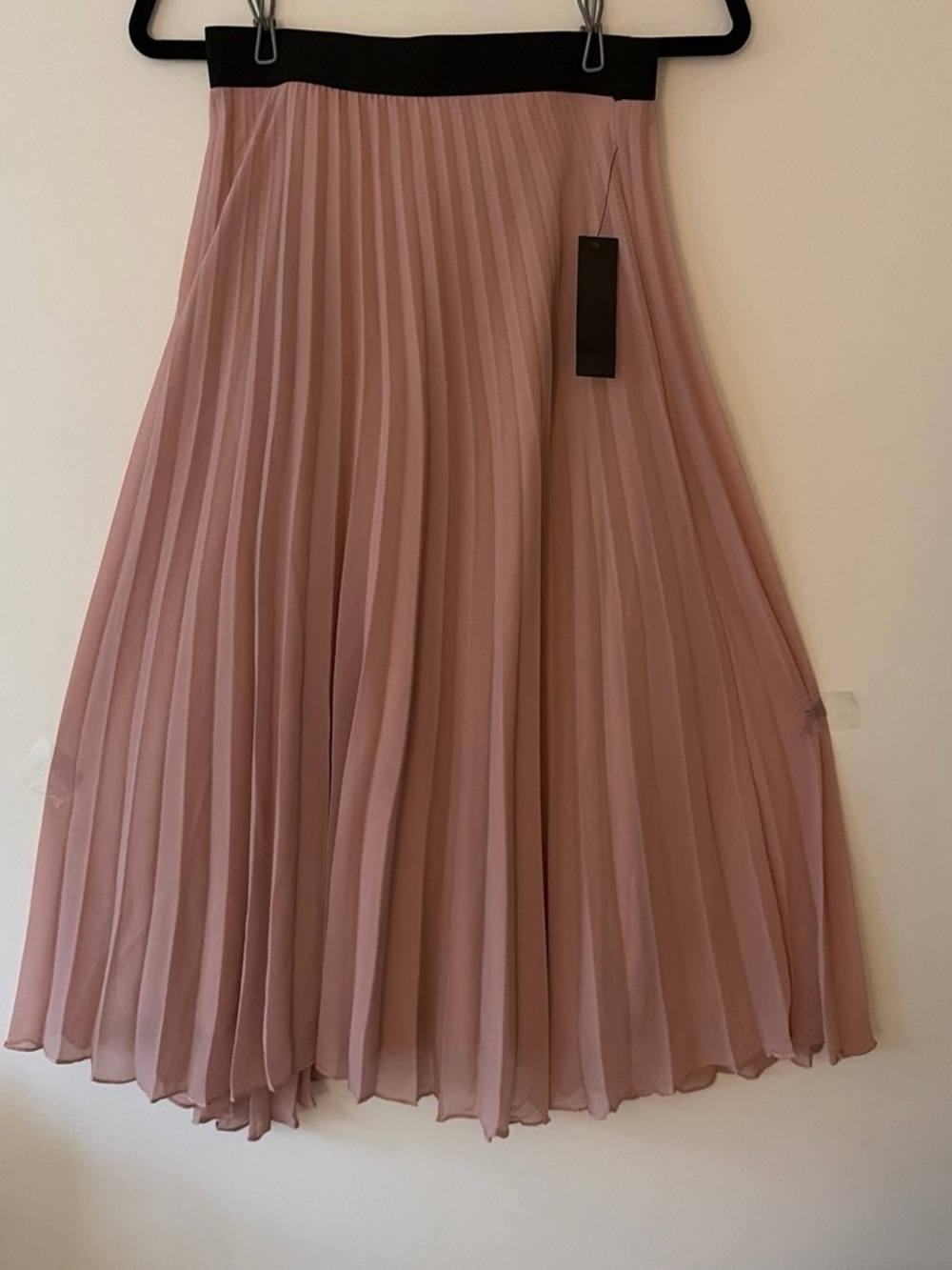 Shinestar Rose Pink Pleated Circle Skirt with Black Waistband